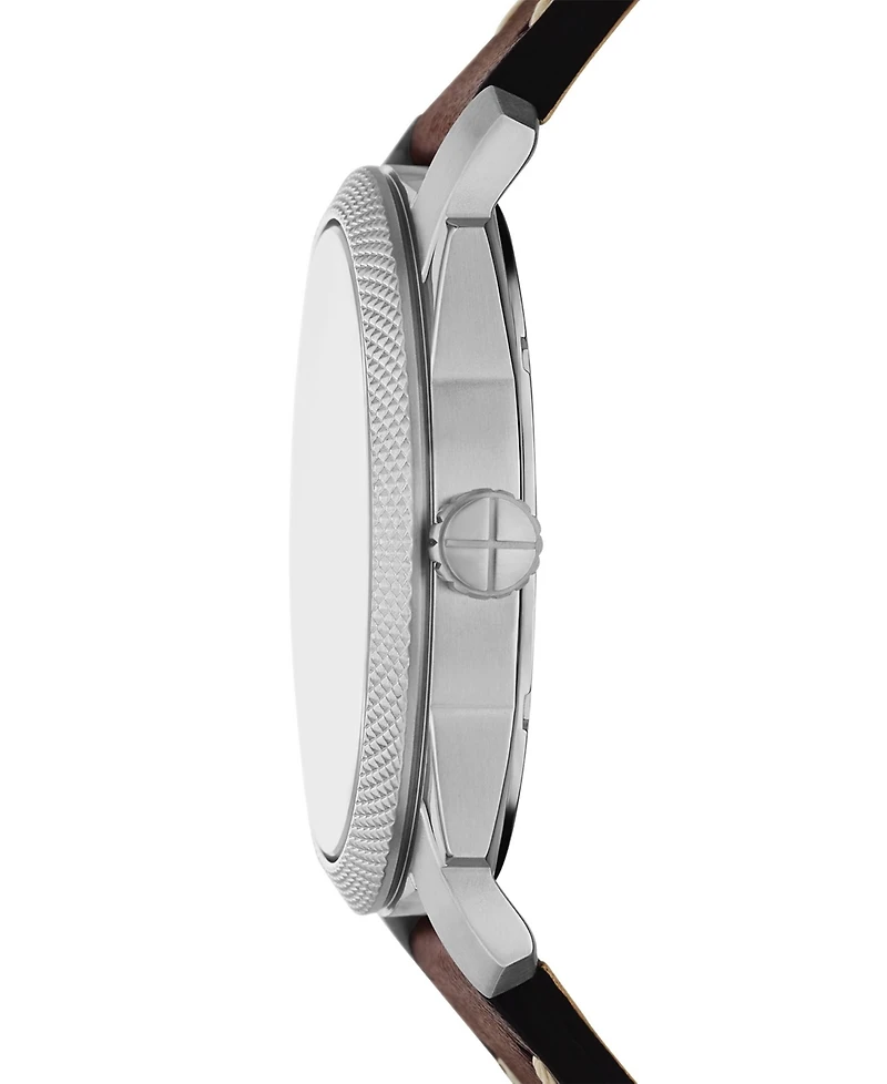Fossil Men's Machine Three-Hand Date Brown Leather Watch and Bracelet Set, 42mm