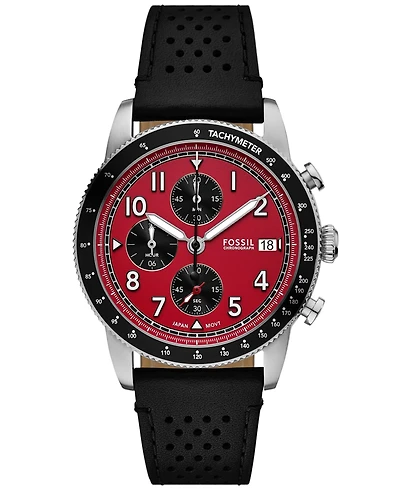 Fossil Men's Sport Tourer Chronograph Black Leather Watch, 42mm
