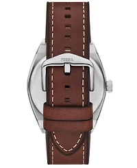 Fossil Men's Everett Three-Hand Date Brown Leather Watch and Bracelet Set, 42mm