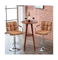 Yaheetech 2PCS Pu Leather Swivel Stools Adjustable Kitchen Chairs