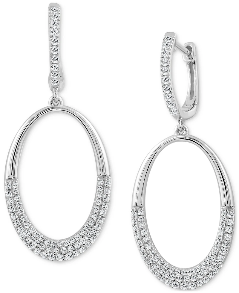 Diamond Pave Oval Drop Earrings (1/2 ct. t.w.) in 14k White Gold