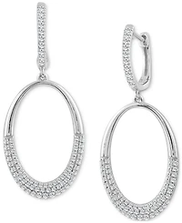 Diamond Pave Oval Drop Earrings (1/2 ct. t.w.) in 14k White Gold