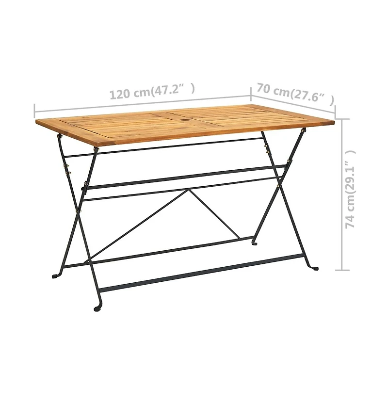 vidaXL Folding Patio Table 47.2"x27.6"x29.1" Solid Acacia Wood