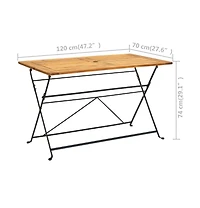 vidaXL Folding Patio Table 47.2"x27.6"x29.1" Solid Acacia Wood