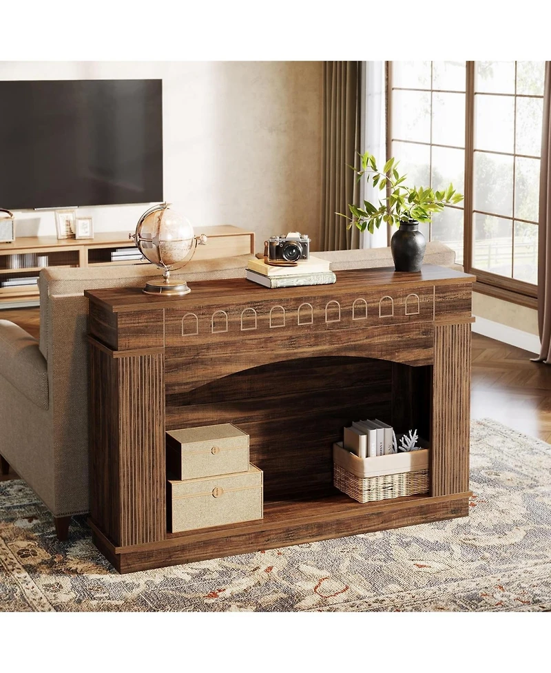 Tribesigns 47.24-Inch Console Table, 2-Tier Entryway Table with Elegant Pattern, Farmhouse Behind Couch Table Sofa Table, Hallway Table Foyer Table