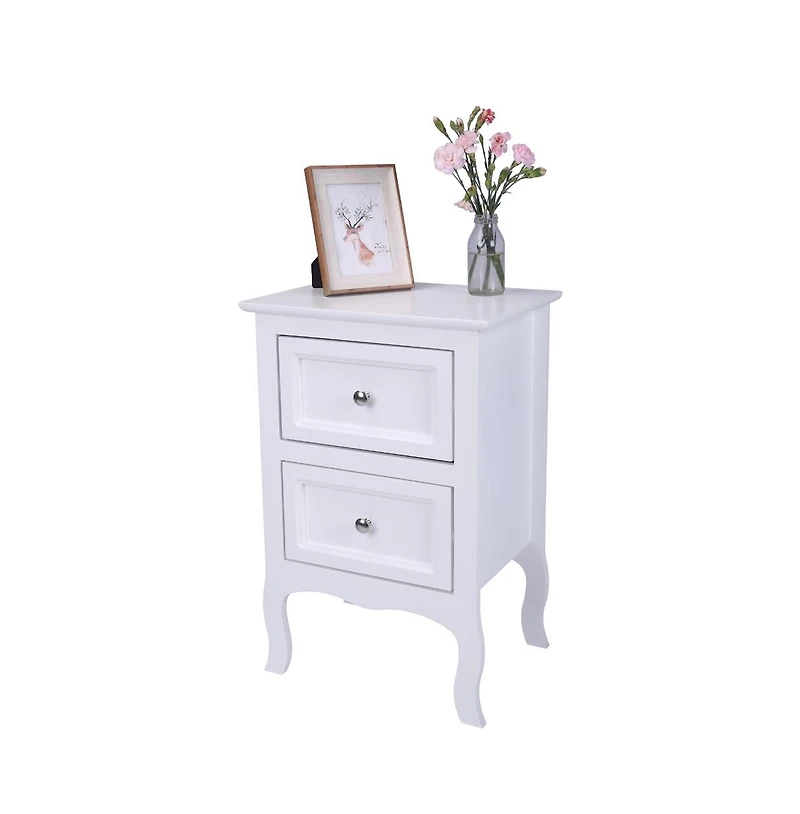 Slickblue 2pcs Country Style Two-Tier Night Tables Large Size