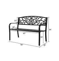 Slickblue 50'' Iron & Pvc Outdoor Bench – Durable Courtyard Park Seating for Leisure and Relaxation