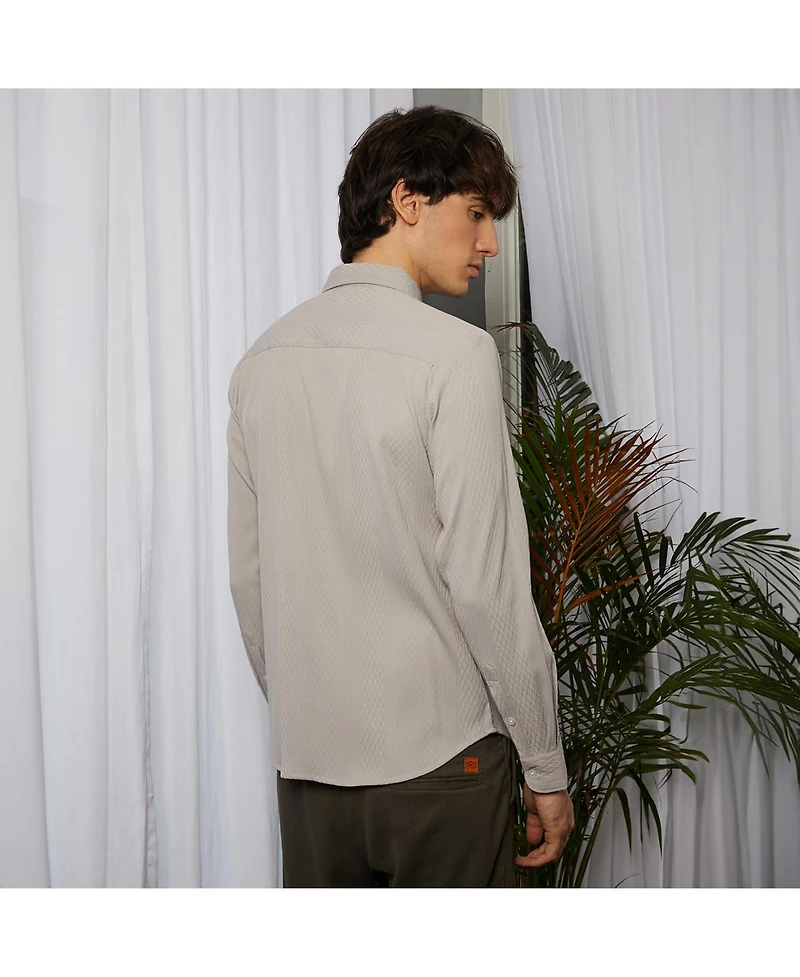 Men's Ecru Beige Vertical Tactile Shirt