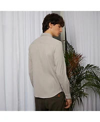 Men's Ecru Beige Vertical Tactile Shirt