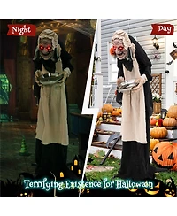 Yescom Animated Halloween Scary Witch 5.2FT Stand Maid,Led Eyes Creepy Sound,Outdoor Decorations 2024