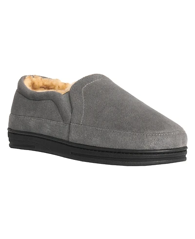 Weatherproof Men's Microsuede Twin Gore Clog with Faux Fur Lining and Indoor-Outdoor Sole Slipper