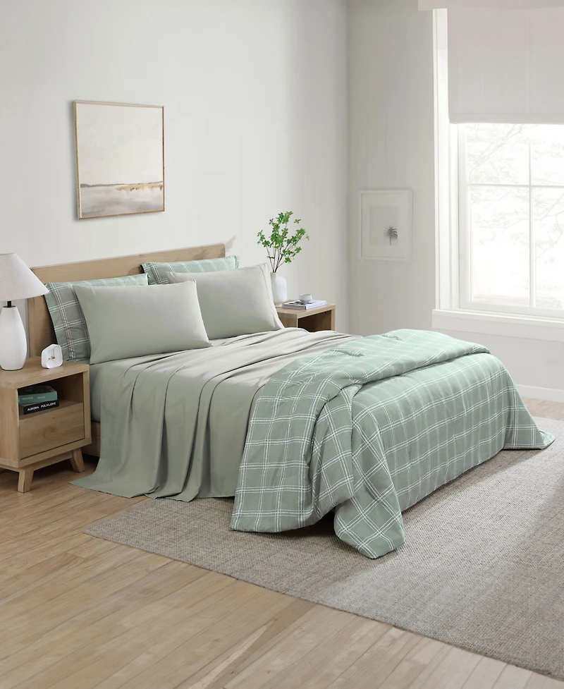 Swift Home Grid Plaid Reversible 7-Pc. Comforter Set