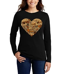 La Pop Art Women's Thanksgiving Heart Word Long Sleeve T-Shirt