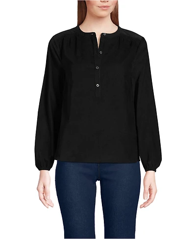 Lands' End Women's Pinwale Cord Smocked Popover Shirt