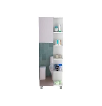 Depot E-shop Venus Mirror Linen Single Door Cabinet, Five External Shelves, Four Interior Shelves