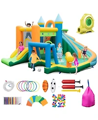 Costway Inflatable Water Slide Kids Blow up Pool Park Climbing Wall with 735W Blower