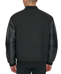 Dockers Men's Mixed-Media Varsity D Bomber Jacket