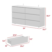Homsee 6-Drawers White Wood Chest of Drawer Cabinet Organizer