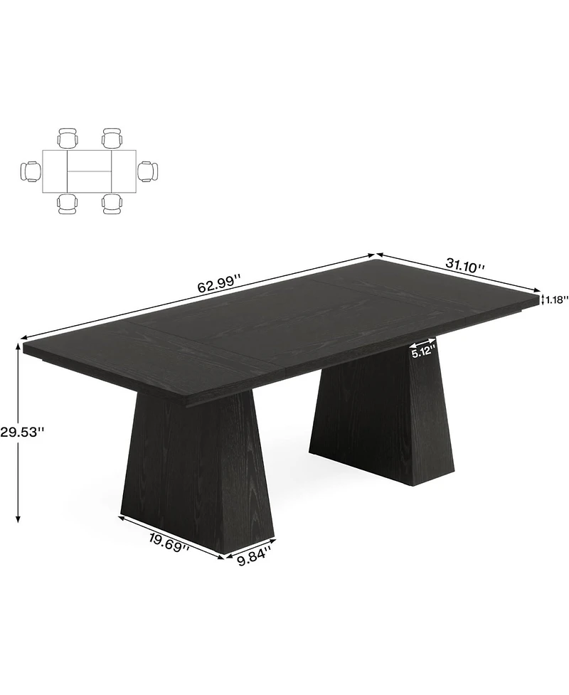 Tribesigns 63-Inch Farmhouse Dining Table, Table for 6 People, Wood Rustic Dinner Rectangular Kitchen