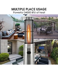 Sugift 34000 Btu Stainless Steel Round Glass Tube Patio Heaters