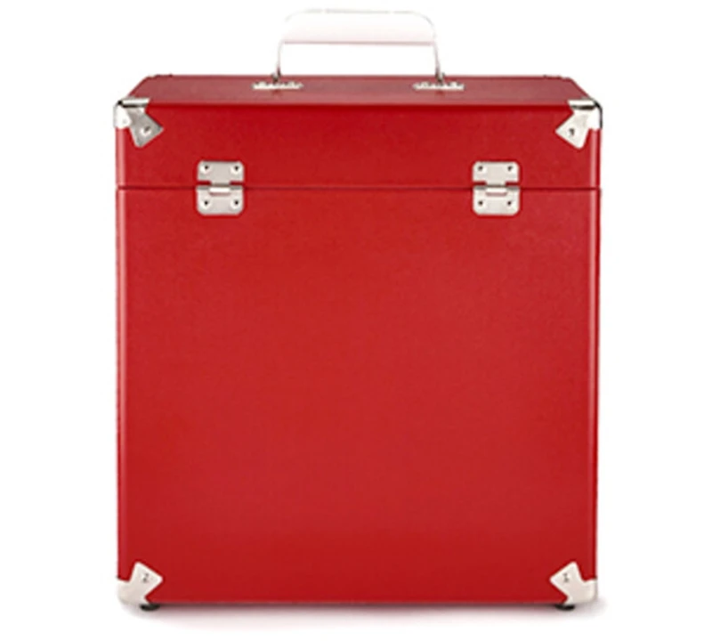 Gpo Retro SWB18RED 12" Vinyl Record Case 35 Count Capacity with Removable Lid - Red