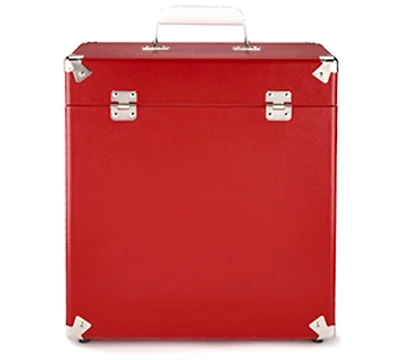 Gpo Retro SWB18RED 12" Vinyl Record Case 35 Count Capacity with Removable Lid - Red
