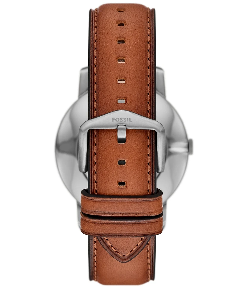 Fossil Men's Minimalist Three-Hand Brown Leather Watch, 44mm