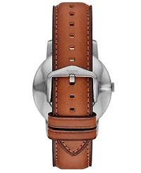 Fossil Men's Minimalist Three-Hand Brown Leather Watch, 44mm