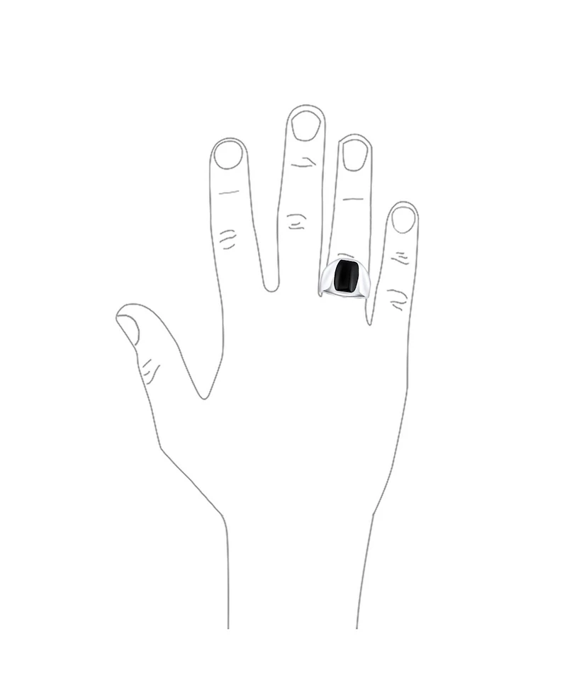 Bling Jewelry Classic Traditional Natural Black Onyx Long Rectangle Signet Ring Sterling
