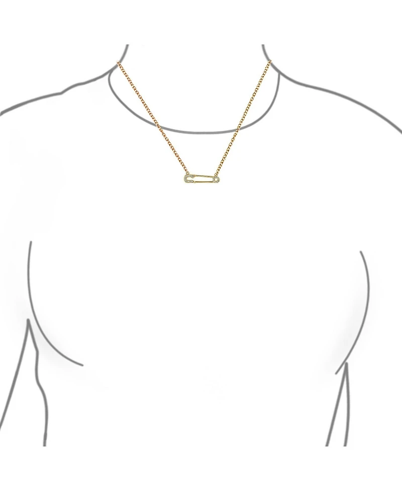 Bling Jewelry Support Symbol Pendant Necklace for Displaced People Cz Accent Safety Pin 14K Gold