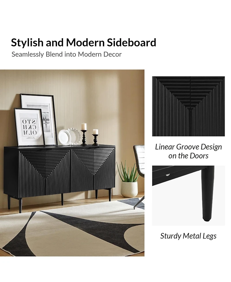 Hulala Home Samir Modern 63"Wide 4 Door Sideboard with Adjustable Shelf