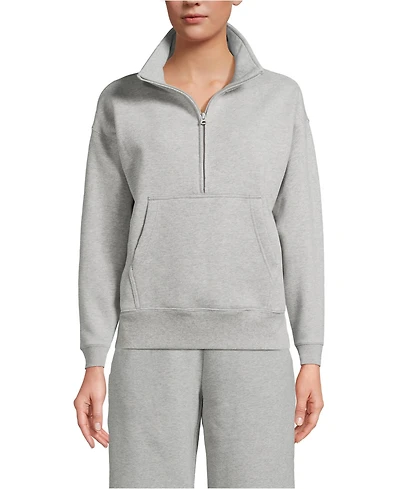 Lands' End Women's Relaxed Serious Sweats Long Sleeve 1/2 Zip Sweatshirt