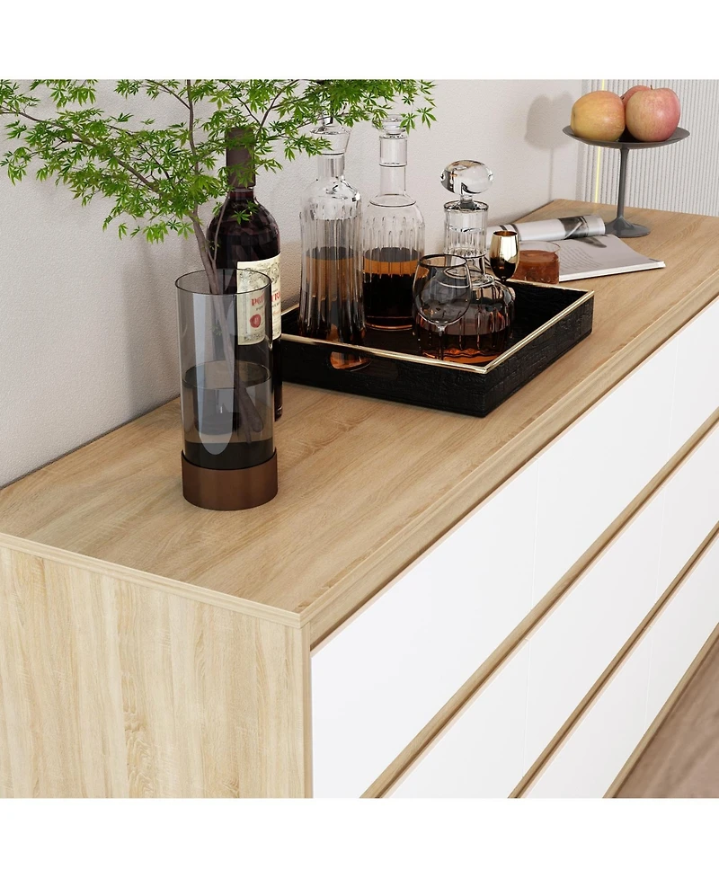Homsee Silver Wood 9-Drawer Dresser Modern Style with Mirrored Drawers