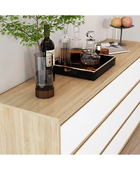 Homsee Silver Wood 9-Drawer Dresser Modern Style with Mirrored Drawers