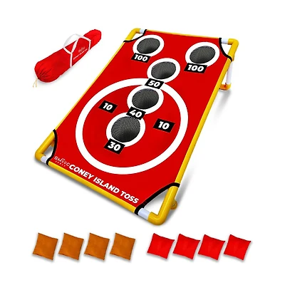 Swooc Coney Island Toss - Boardwalk Inspired Cornhole Bounce Game (15+ Games Included) - Pvc Corn Hole Bean Bag Toss Game