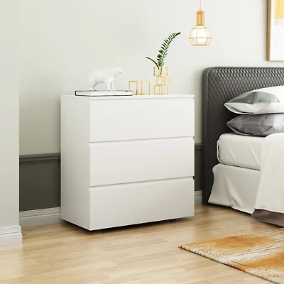 Homsee 3-Drawer White Bedside Table Storage Dresser Cabinet