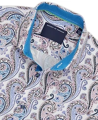 Men's Slim Fit Non-Iron Paisley-Print Performance Stretch Dress Shirt