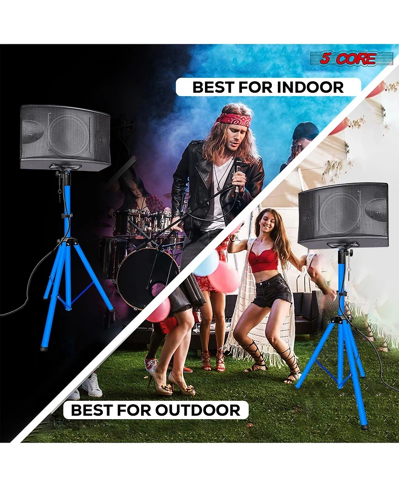 5 Core Speaker Stand Tripod Floor Short Adjustable Dj Studio Monitor Stands Pole Mount - 4FT - Blue