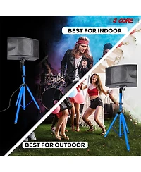 5 Core Speaker Stand Tripod Floor Short Adjustable Dj Studio Monitor Stands Pole Mount - 4FT - Blue