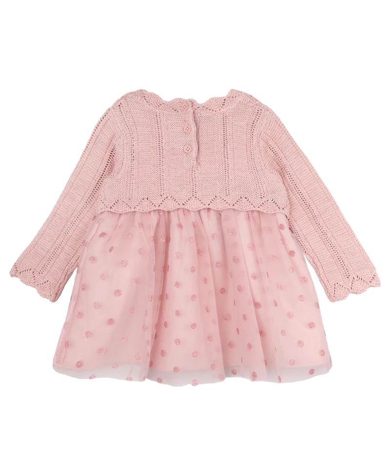 Rare Editions Baby Girl Lurex Sweater and Mesh Dress