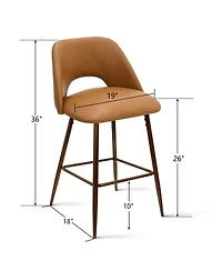 26 Inch Counter Height Stools Set of 2, Armless Industrial Faux Leather Stools with Metal Legs-Maison Boucle