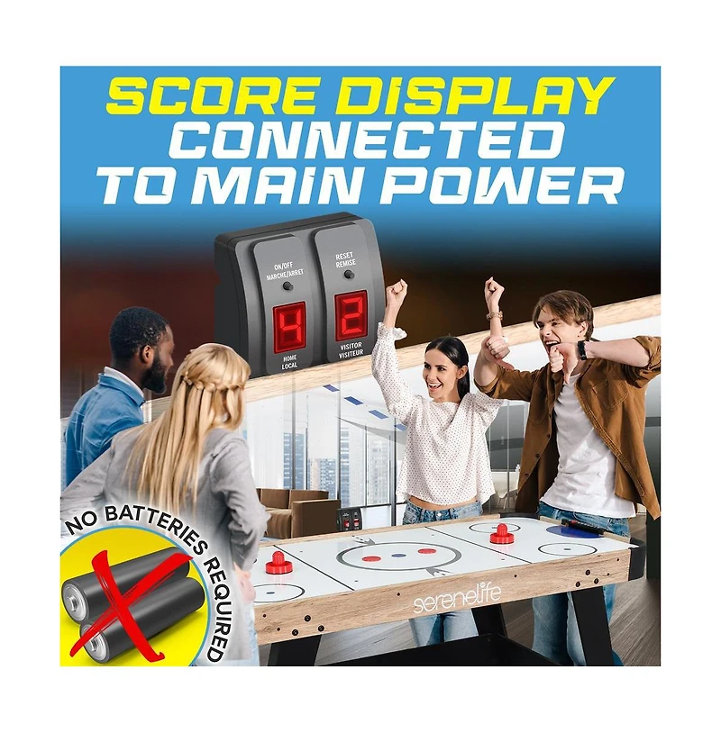 SereneLife 54" Air Hockey Table with Digital Led Scoreboard, 12V Fan Motor, and Pucks
