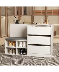 Homsee White 9-Drawers Bedroom Dresser Jewelry Armoire Makeup Island