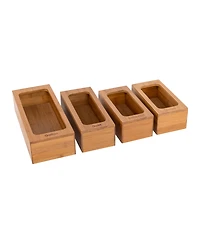 Seville Classics 4-Piece Bamboo Food Storage Bag Holder Set