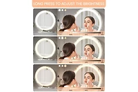 gaomon 19 Inch Vanity Mirror with Lights, Round Large Led Vanity Mirror with Smart Touch 3 Colors Dimmable, Touch Lighting, 360° Rotation for Dre