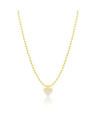 Etoielle Yellow Gold Tone Puffed Heart Necklace with Beaded Ball Chain