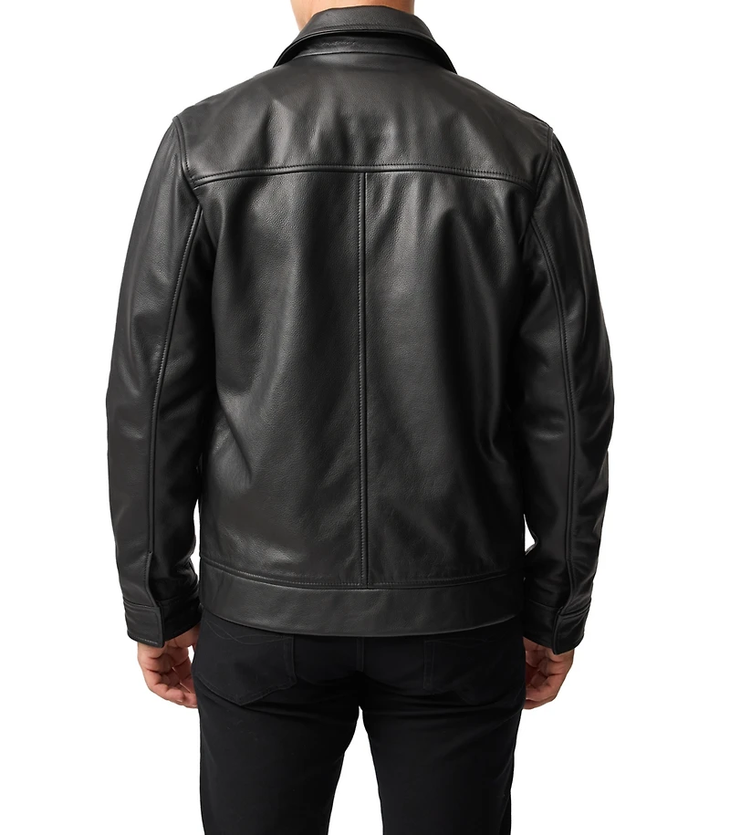 Rodd Gunn Men's Haymarket Zip Front Leather Jacket