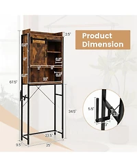 Gymax Over The Toilet Storage Cabinet Rack Bathroom w/ Slipping Barn Door & Adjustable Shelf Espresso
