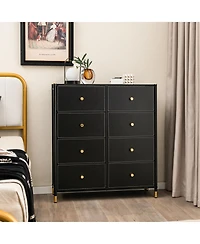 8-Drawer Fabric Dresser Tower Wide Chest of Drawers Storage Organizer Bedroom