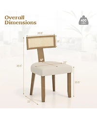 Gymax Set of 2 Dining Chairs Armless Side Chairs w/ Curved Rattan Backrest for Kitchens